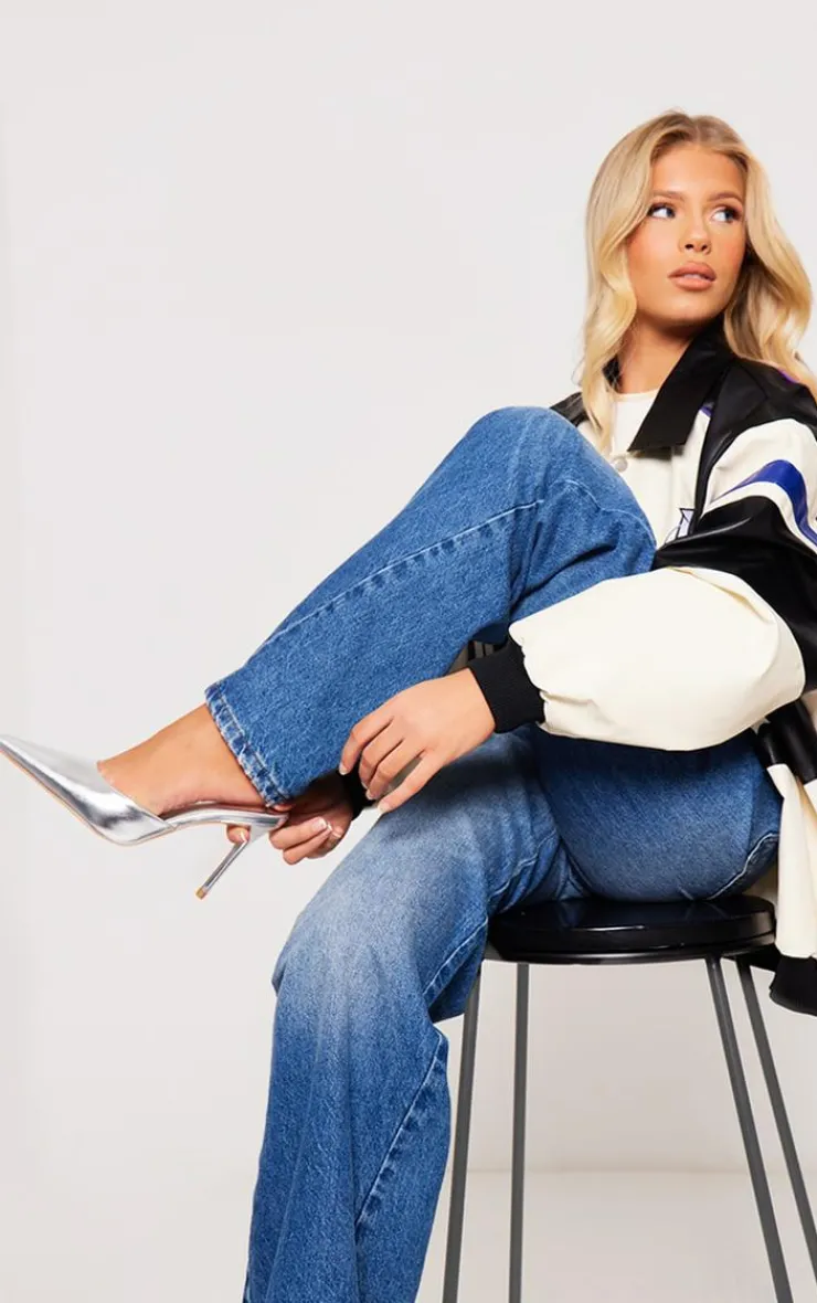 PrettyLittleThing Mules*Metallic PU Point Toe High Heeled Court Mules