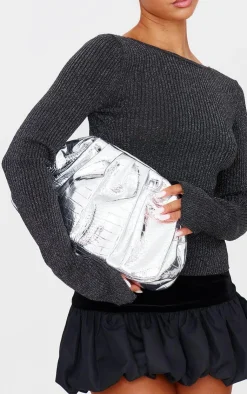 PrettyLittleThing Shoulder Bags*Metallic Slouchy Clutch