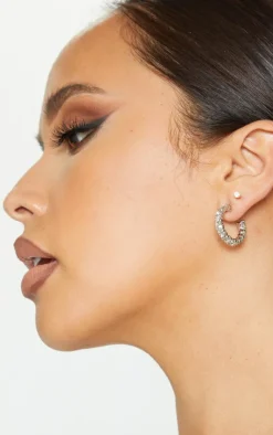 PrettyLittleThing Earrings*Mini Diamante Hoop Earrings