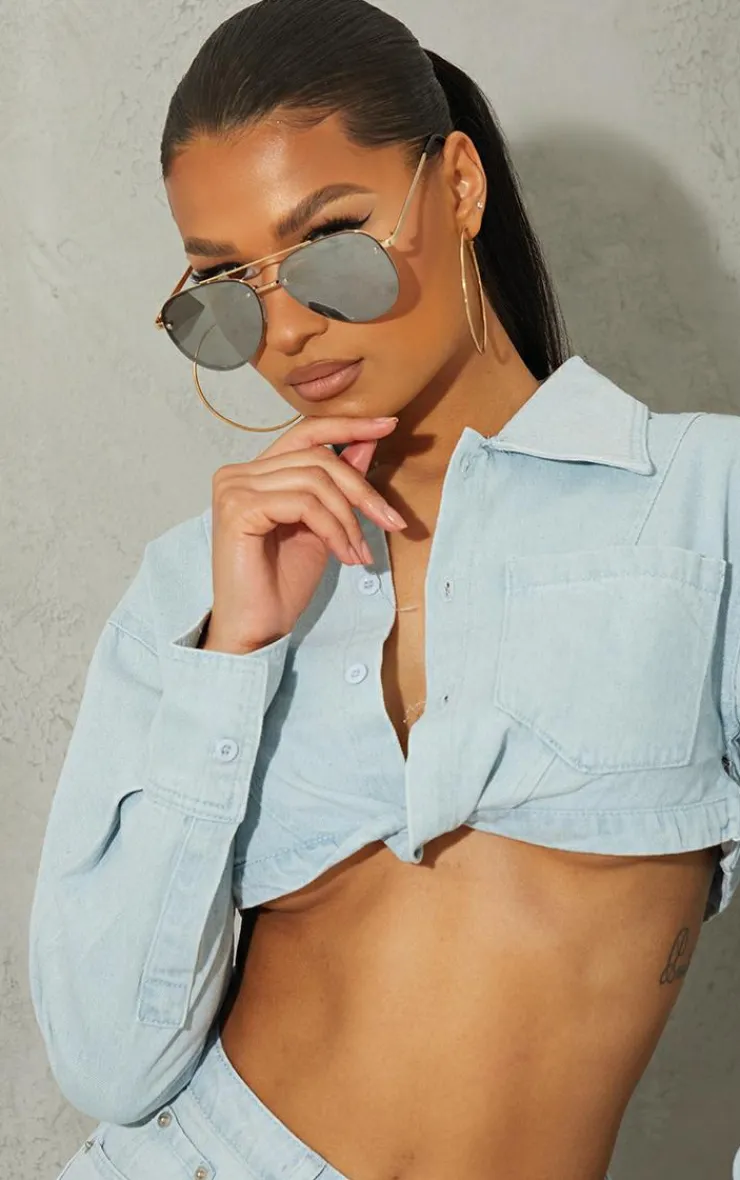 PrettyLittleThing Colored Sunglasses*Mirrored Aviator Sunglasses