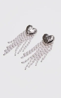 PrettyLittleThing Statement Earrings*Molten Heart Tassel Pearl Statement Earrings