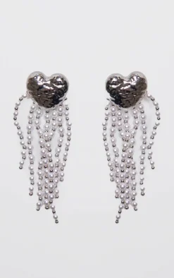 PrettyLittleThing Statement Earrings*Molten Heart Tassel Pearl Statement Earrings