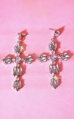 PrettyLittleThing Statement Earrings*Oversized Cross Jeweled Earrings