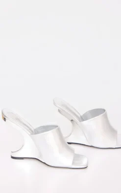 PrettyLittleThing Mules*Pu Cut Out Heeled Mule Wedges