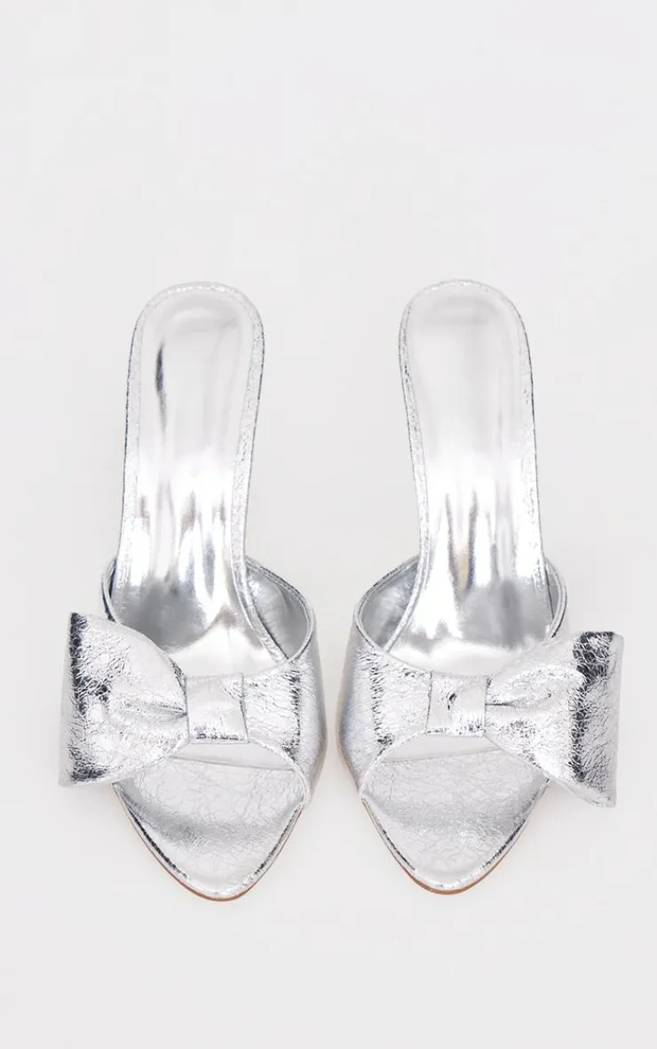 PrettyLittleThing Mules*PU Point Toe Half Bow Heeled Mules