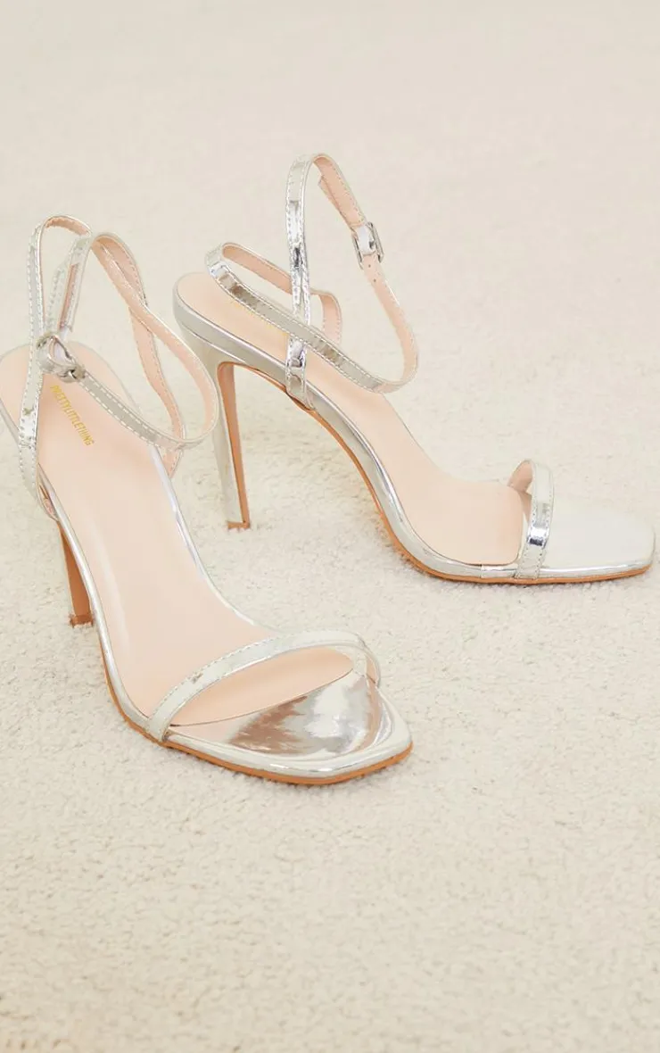PrettyLittleThing High Heels*PU Square Toe Barely There Strappy High Heels