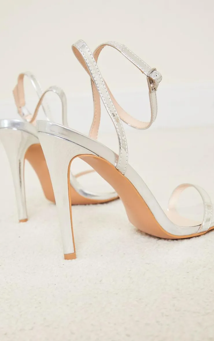 PrettyLittleThing High Heels*PU Square Toe Barely There Strappy High Heels