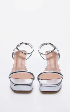 PrettyLittleThing Platforms*PU Square Toe Tube Barely There Strap Platform Heels