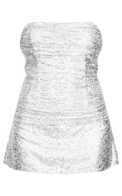 Sequin Bandeau Mini Shift Dress-PrettyLittleThing Sale