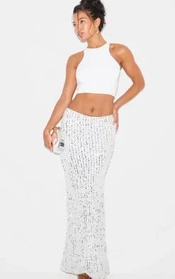 Sequin Embellished Low Rise Drapey Maxi Skirt-PrettyLittleThing Discount