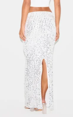 Sequin Embellished Low Rise Drapey Maxi Skirt-PrettyLittleThing Discount