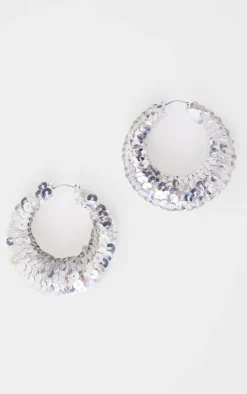 PrettyLittleThing Hoop Earrings*Sequin Flare Large Hoop Earrings