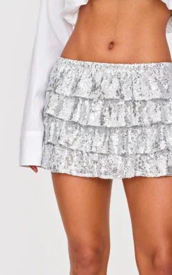 Sequin Frilly Tiered Mini Skirt-PrettyLittleThing Clearance