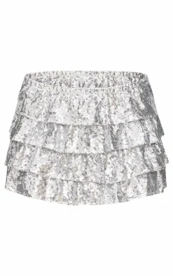 Sequin Frilly Tiered Mini Skirt-PrettyLittleThing Clearance