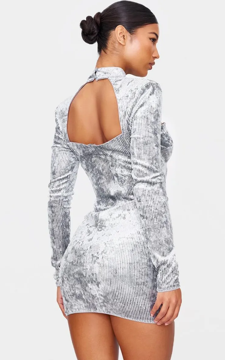 Sequin Underwire Detail Long Sleeve Bodycon Dress-PrettyLittleThing Clearance