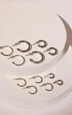 PrettyLittleThing Hoop Earrings*Simple Hoop 6 Pack Earrings