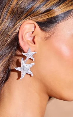 PrettyLittleThing Earrings*Starfish Detail Drop Stud Earrings