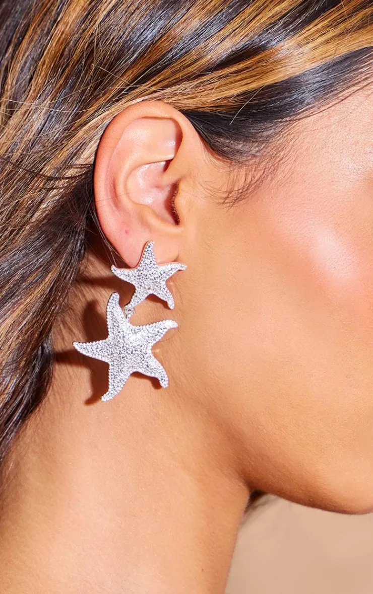 PrettyLittleThing Earrings*Starfish Detail Drop Stud Earrings