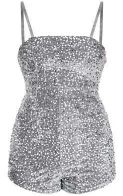 Strappy Sequin Hot Pant Romper-PrettyLittleThing Sale