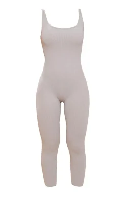 PrettyLittleThing Unitards*Structured Snatched Ribbed Scoop Neck Jumpsuit