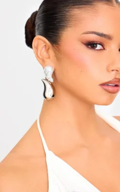 PrettyLittleThing Statement Earrings*Teardrop Diamante Link Statement Earrings