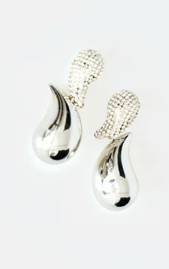PrettyLittleThing Statement Earrings*Teardrop Diamante Link Statement Earrings