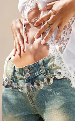 PrettyLittleThing Chain Belts*Textured Chain Circle Belt