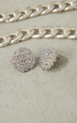 PrettyLittleThing Earrings*Textured Circular Stud Earrings