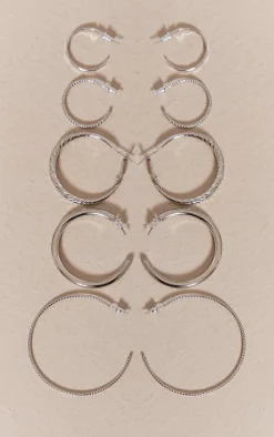 PrettyLittleThing Hoop Earrings*Textured Hoop Earrings Multipack