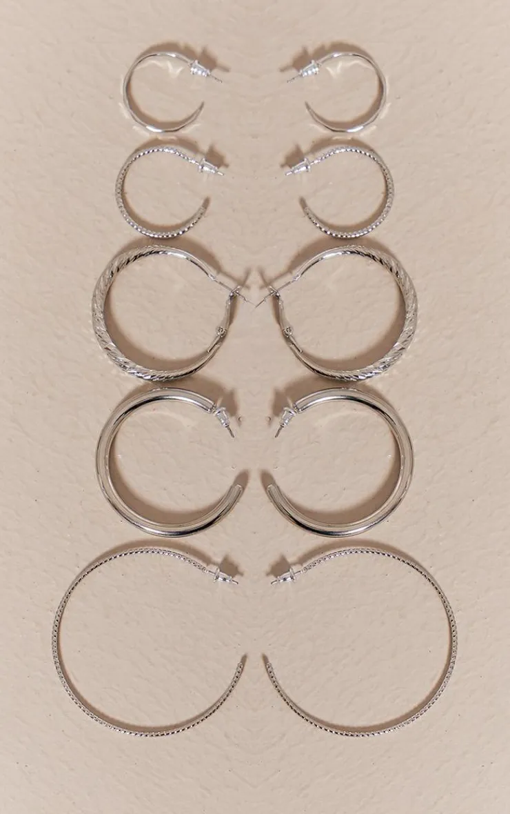 PrettyLittleThing Hoop Earrings*Textured Hoop Earrings Multipack