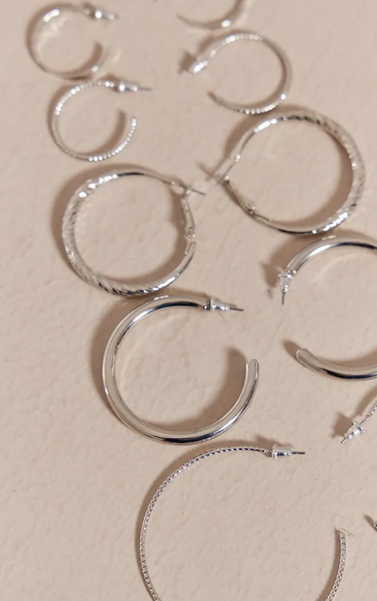 PrettyLittleThing Hoop Earrings*Textured Hoop Earrings Multipack
