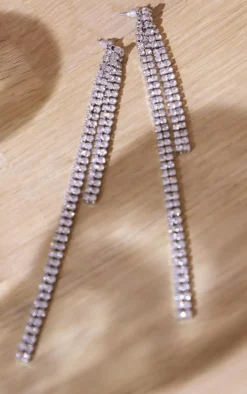 PrettyLittleThing Statement Earrings*Thin Diamante Statement Earrings