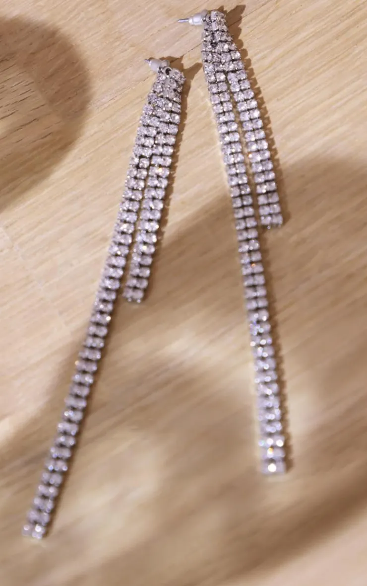 PrettyLittleThing Statement Earrings*Thin Diamante Statement Earrings