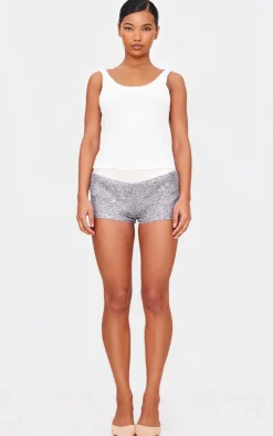 Waistband Detail Sequin Mini Shorts-PrettyLittleThing Best