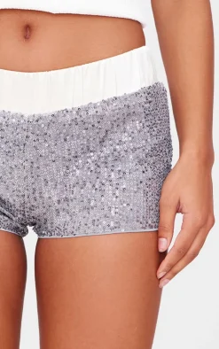 Waistband Detail Sequin Mini Shorts-PrettyLittleThing Best