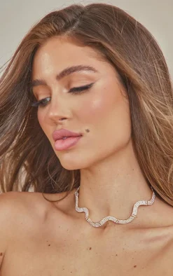 PrettyLittleThing Necklaces*Wave Diamante Choker Necklace