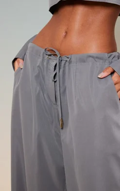 Clearance PrettyLittleThing Oversized Drawstring Straight Leg Pants Slate Grey