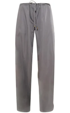 Clearance PrettyLittleThing Oversized Drawstring Straight Leg Pants Slate Grey
