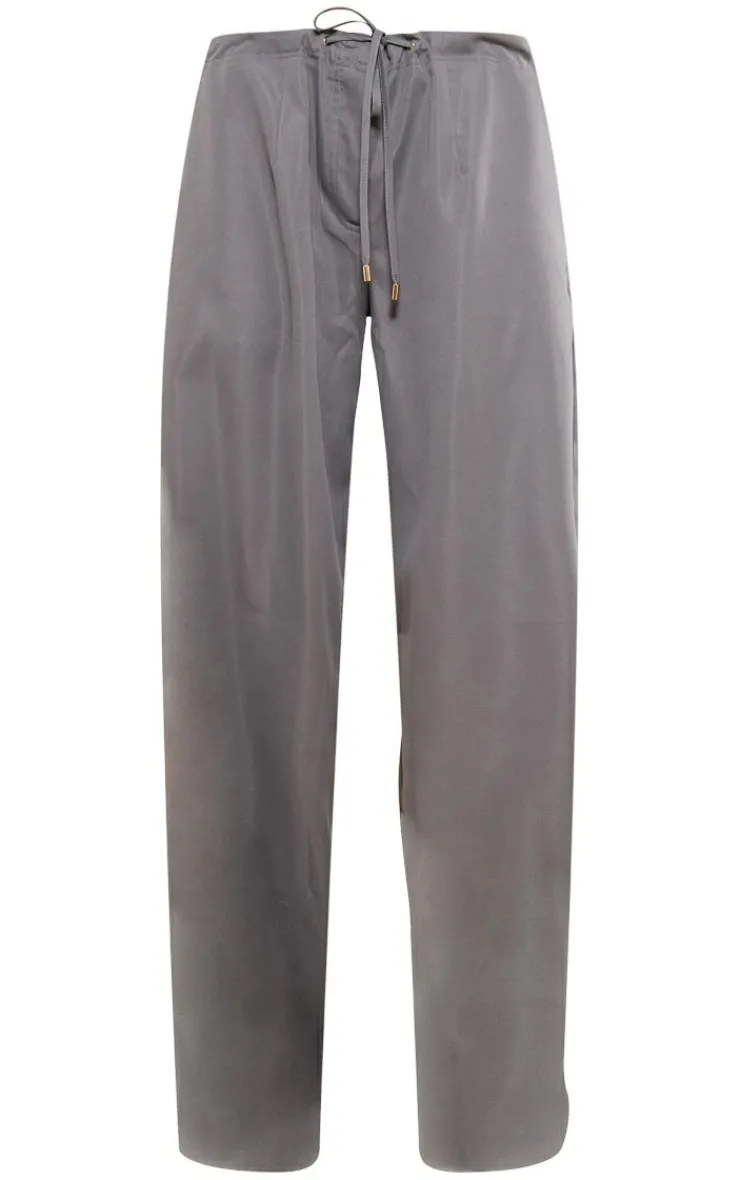Clearance PrettyLittleThing Oversized Drawstring Straight Leg Pants Slate Grey