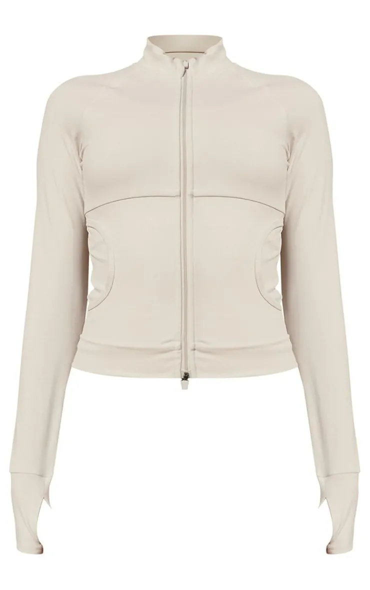 PrettyLittleThing Athletic Jackets*Grey Sculpt Pocket Front Double Zip Up Jacket