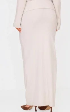 Online PrettyLittleThing Soft Knit Foldover Maxi Skirt Slate Grey