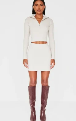 PrettyLittleThing Soft Knit Mini Skirt Slate Grey