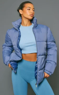 PrettyLittleThing Puffer Jackets*Soft Touch Nylon Longline Padded Panel Puffer Coat