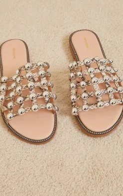 PrettyLittleThing Slides*Snake Alisa Large Studded Slides