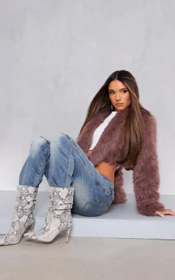 PrettyLittleThing High Heels*PU Point Toe Ruched High Heeled Ankle Boots
