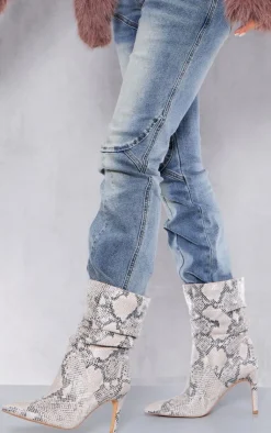 PrettyLittleThing High Heels*PU Point Toe Ruched High Heeled Ankle Boots