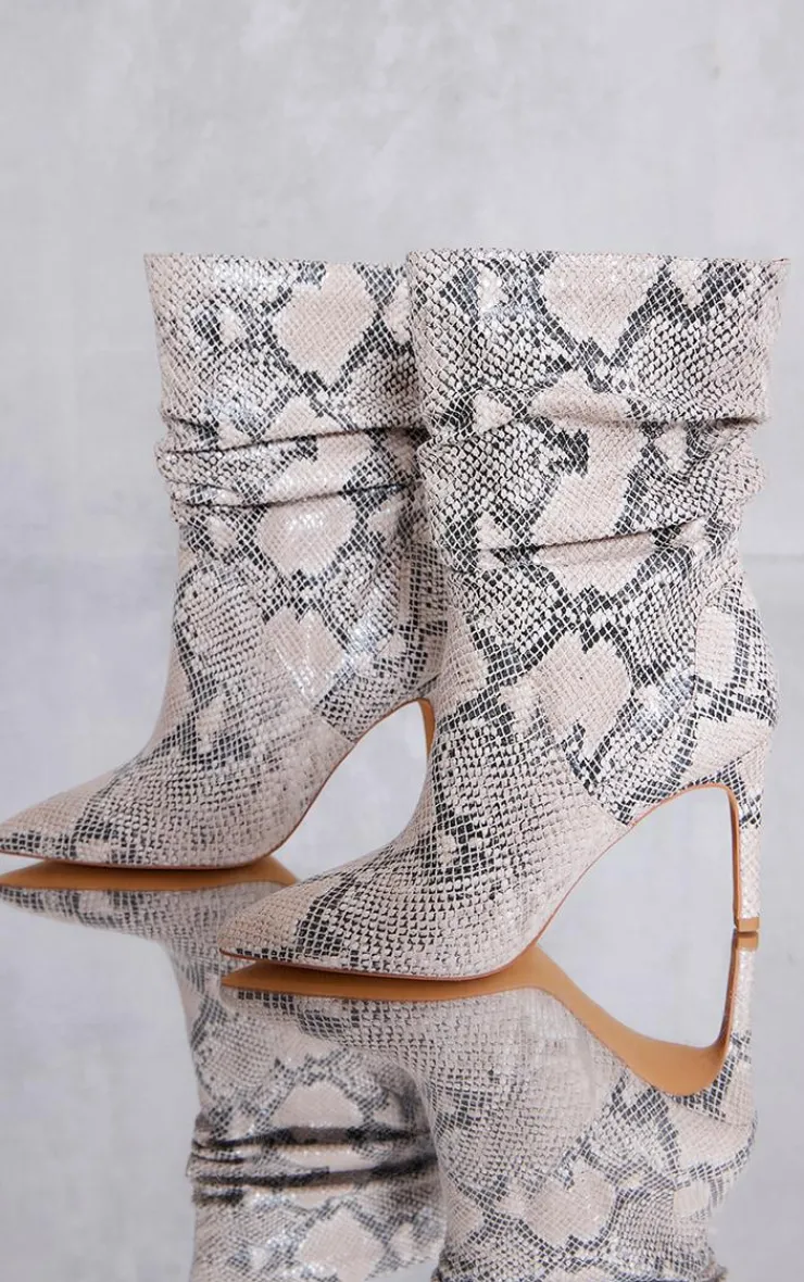 PrettyLittleThing High Heels*PU Point Toe Ruched High Heeled Ankle Boots