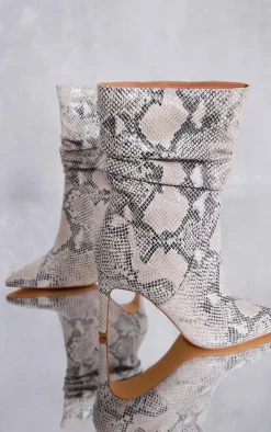 PrettyLittleThing High Heels*PU Point Toe Ruched High Heeled Ankle Boots