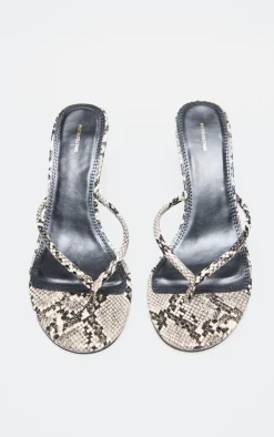 PU Round Toe Thong Mid Heeled Mules-PrettyLittleThing