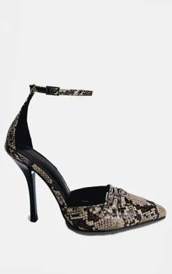 PrettyLittleThing Pumps*Snake Pu Point Toe Buckle Detail Court Heels
